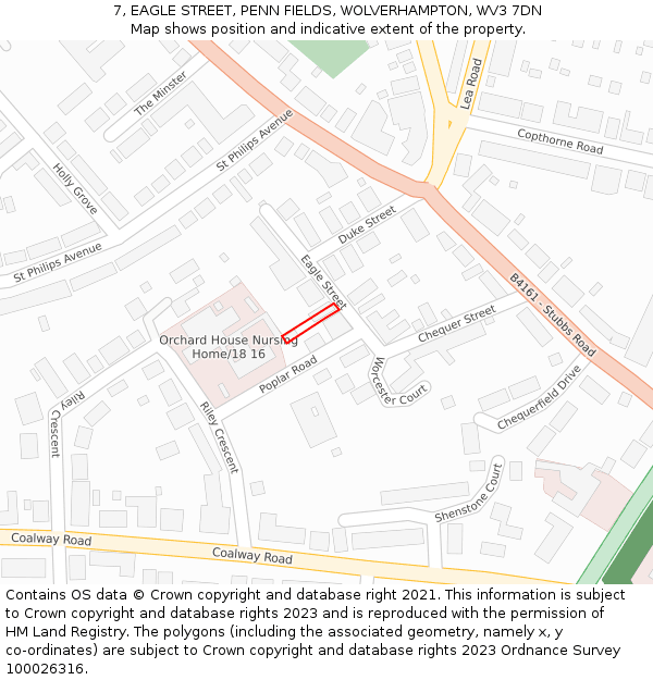 7, EAGLE STREET, PENN FIELDS, WOLVERHAMPTON, WV3 7DN: Location map and indicative extent of plot
