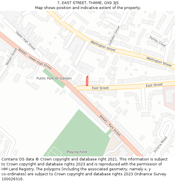 7, EAST STREET, THAME, OX9 3JS: Location map and indicative extent of plot