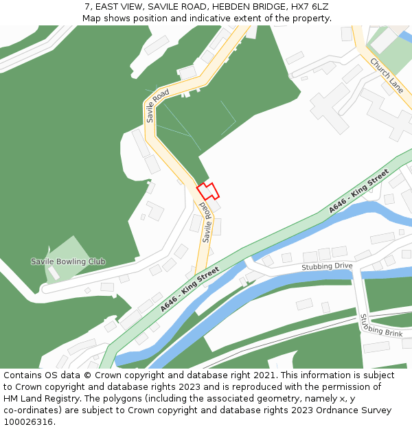 7, EAST VIEW, SAVILE ROAD, HEBDEN BRIDGE, HX7 6LZ: Location map and indicative extent of plot