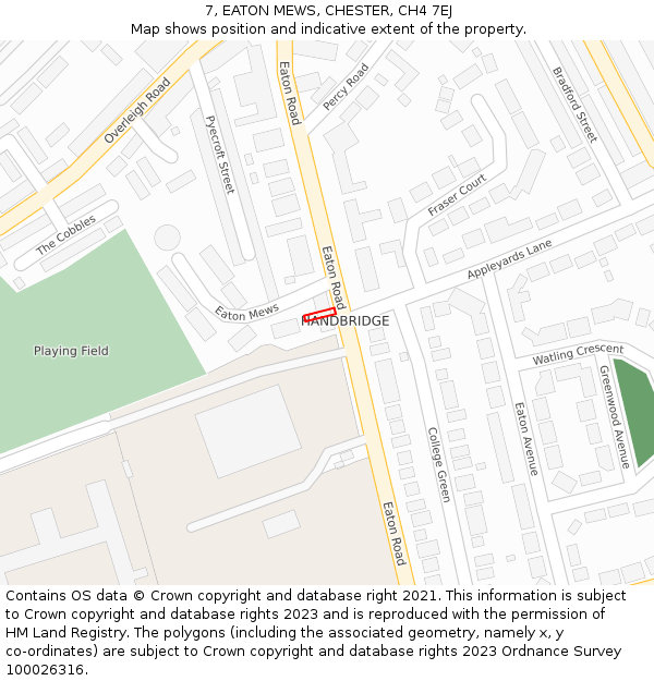 7, EATON MEWS, CHESTER, CH4 7EJ: Location map and indicative extent of plot