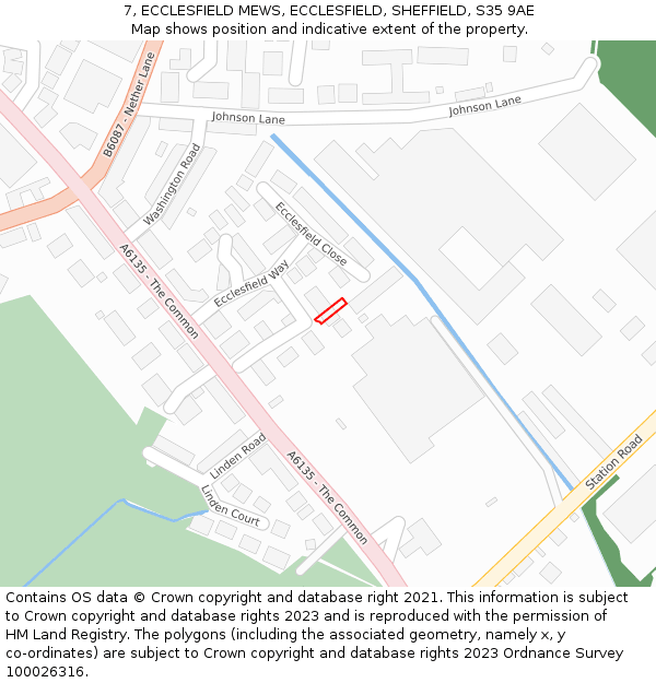 7, ECCLESFIELD MEWS, ECCLESFIELD, SHEFFIELD, S35 9AE: Location map and indicative extent of plot