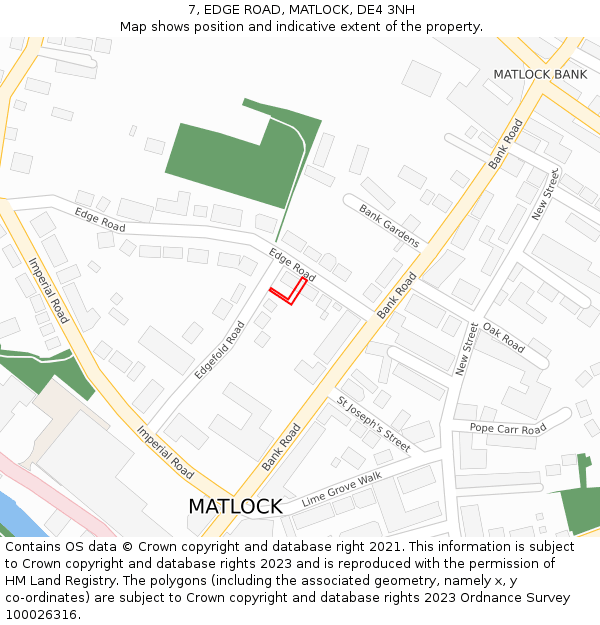 7, EDGE ROAD, MATLOCK, DE4 3NH: Location map and indicative extent of plot