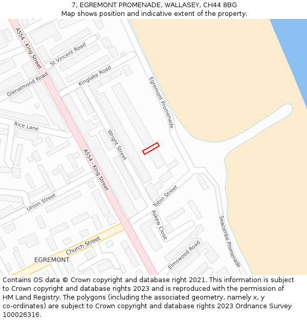 7, EGREMONT PROMENADE, WALLASEY, CH44 8BG: Location map and indicative extent of plot