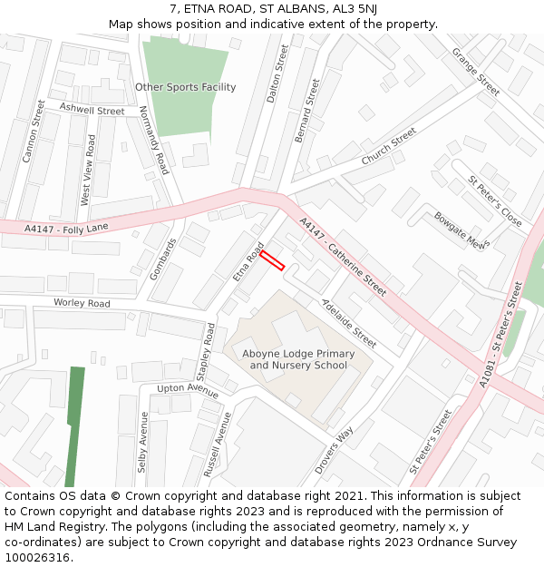 7, ETNA ROAD, ST ALBANS, AL3 5NJ: Location map and indicative extent of plot
