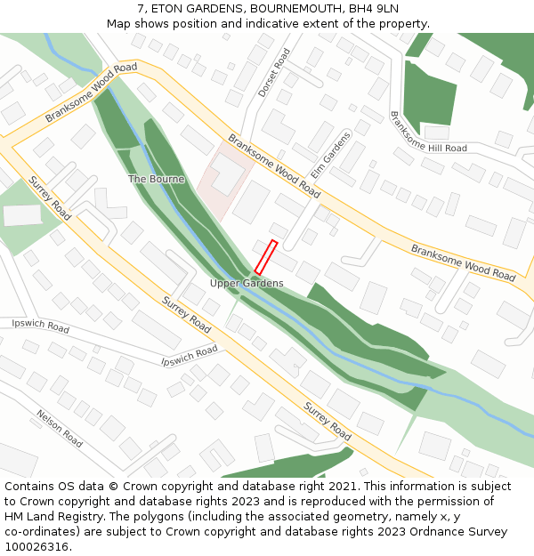 7, ETON GARDENS, BOURNEMOUTH, BH4 9LN: Location map and indicative extent of plot