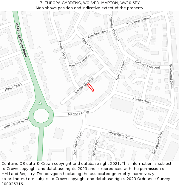 7, EUROPA GARDENS, WOLVERHAMPTON, WV10 6BY: Location map and indicative extent of plot