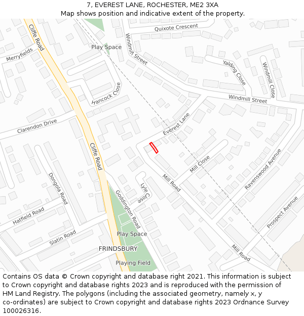 7, EVEREST LANE, ROCHESTER, ME2 3XA: Location map and indicative extent of plot