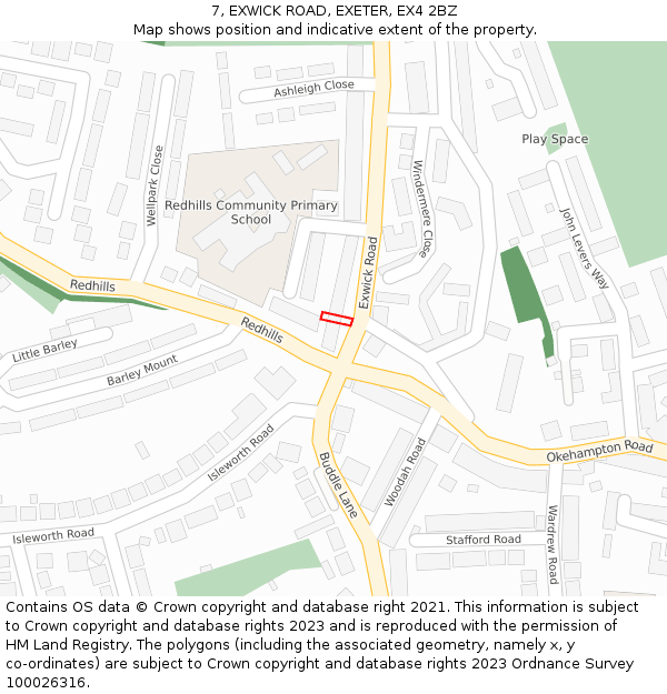 7, EXWICK ROAD, EXETER, EX4 2BZ: Location map and indicative extent of plot