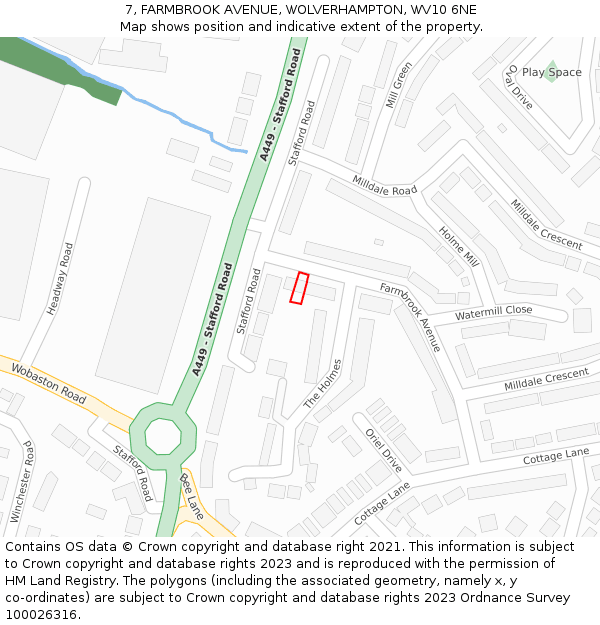 7, FARMBROOK AVENUE, WOLVERHAMPTON, WV10 6NE: Location map and indicative extent of plot