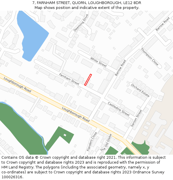 7, FARNHAM STREET, QUORN, LOUGHBOROUGH, LE12 8DR: Location map and indicative extent of plot