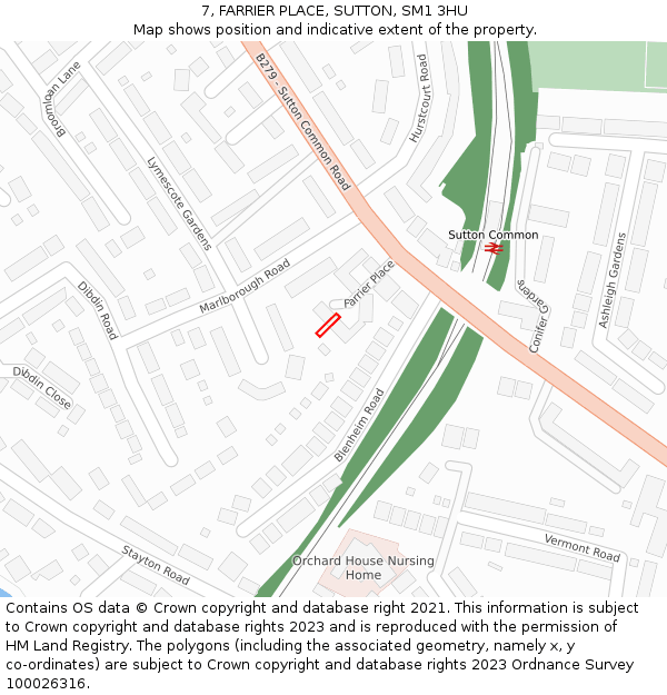 7, FARRIER PLACE, SUTTON, SM1 3HU: Location map and indicative extent of plot