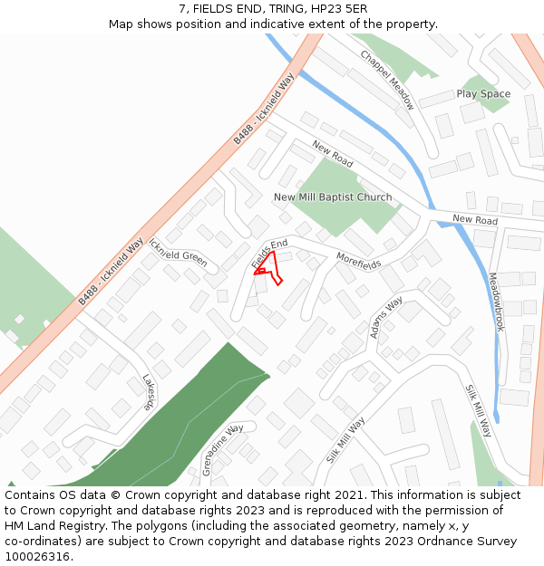 7, FIELDS END, TRING, HP23 5ER: Location map and indicative extent of plot