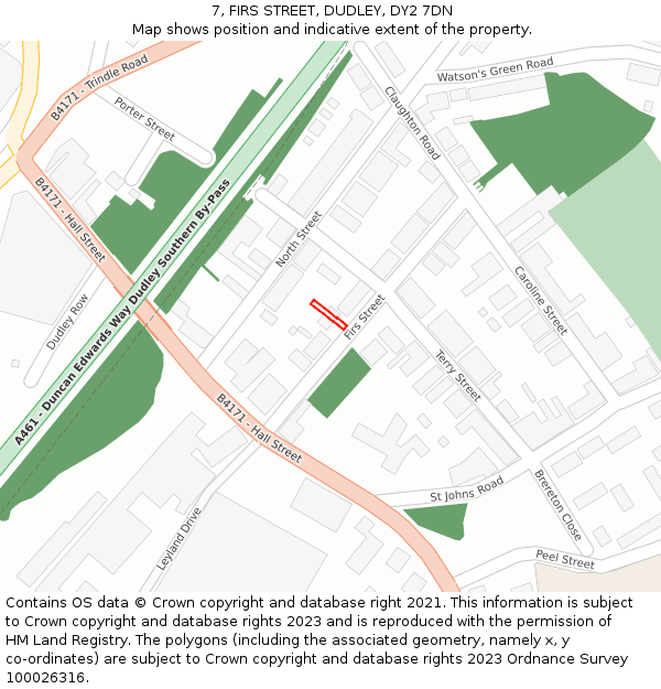 7, FIRS STREET, DUDLEY, DY2 7DN: Location map and indicative extent of plot