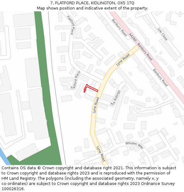 7, FLATFORD PLACE, KIDLINGTON, OX5 1TQ: Location map and indicative extent of plot
