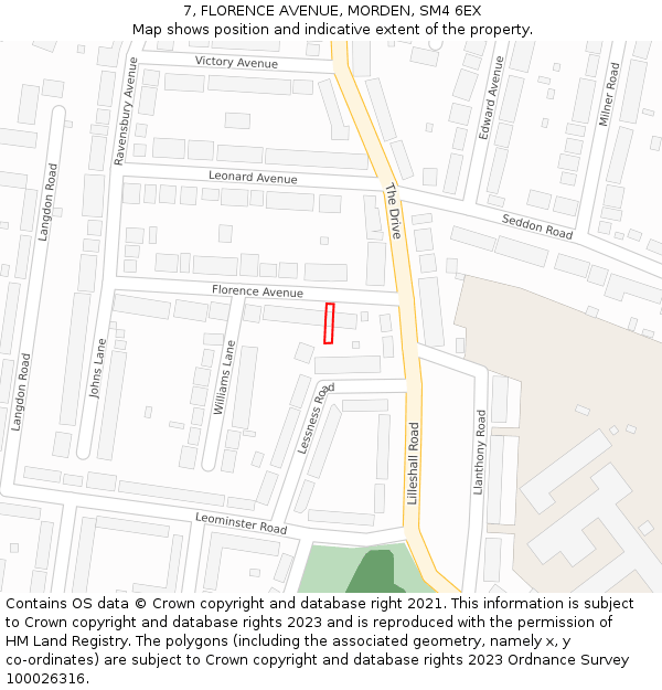 7, FLORENCE AVENUE, MORDEN, SM4 6EX: Location map and indicative extent of plot