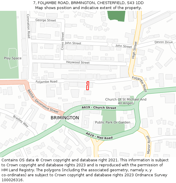 7, FOLJAMBE ROAD, BRIMINGTON, CHESTERFIELD, S43 1DD: Location map and indicative extent of plot