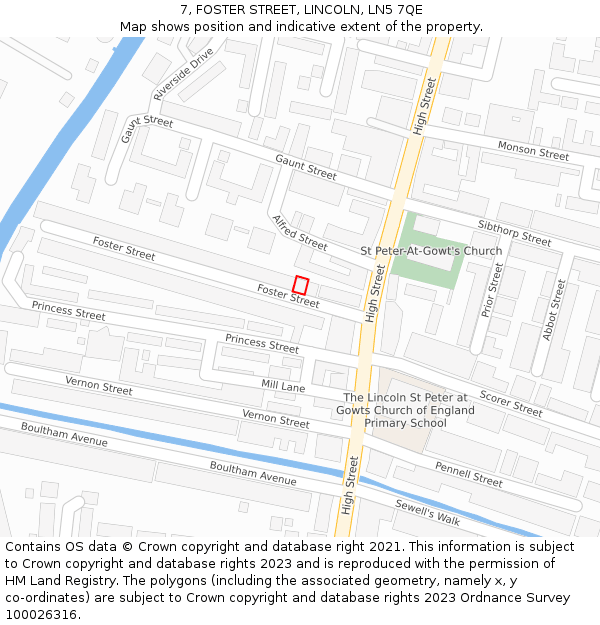 7, FOSTER STREET, LINCOLN, LN5 7QE: Location map and indicative extent of plot