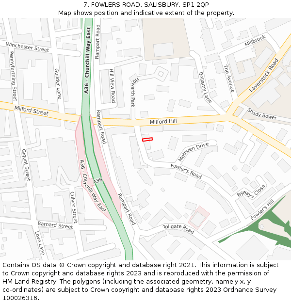 7, FOWLERS ROAD, SALISBURY, SP1 2QP: Location map and indicative extent of plot