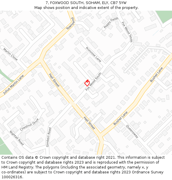7, FOXWOOD SOUTH, SOHAM, ELY, CB7 5YW: Location map and indicative extent of plot
