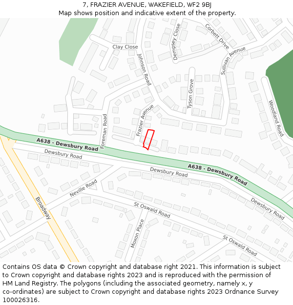 7, FRAZIER AVENUE, WAKEFIELD, WF2 9BJ: Location map and indicative extent of plot