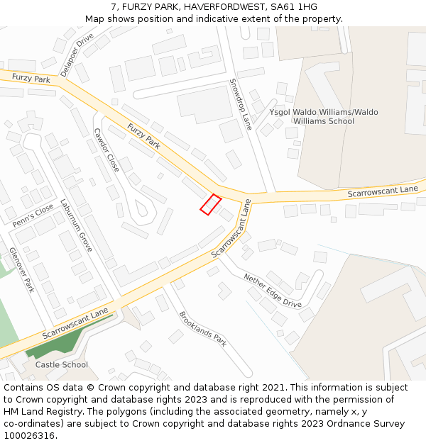 7, FURZY PARK, HAVERFORDWEST, SA61 1HG: Location map and indicative extent of plot
