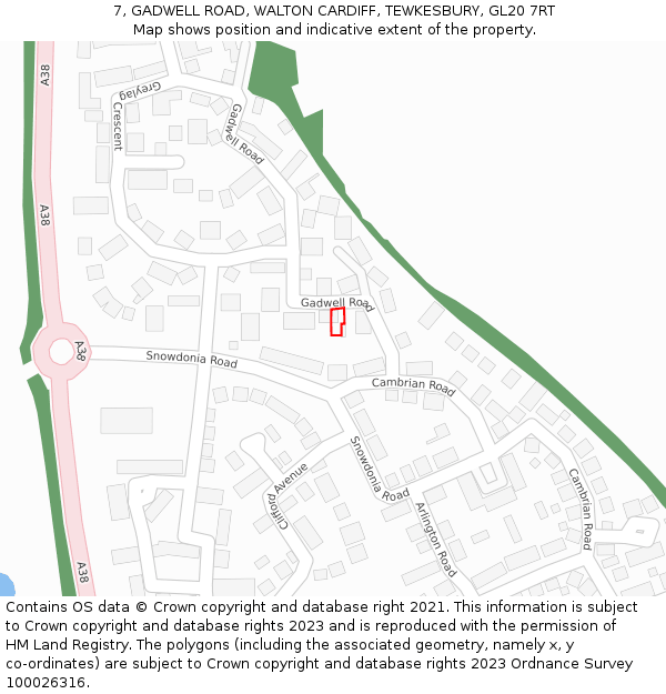 7, GADWELL ROAD, WALTON CARDIFF, TEWKESBURY, GL20 7RT: Location map and indicative extent of plot