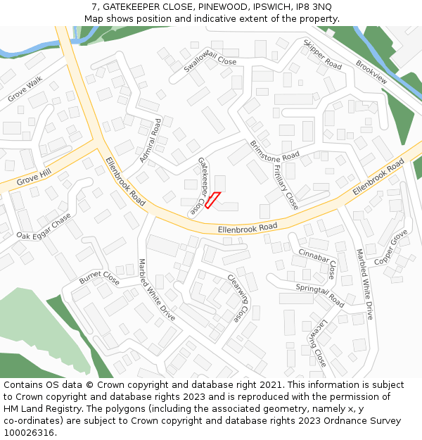 7, GATEKEEPER CLOSE, PINEWOOD, IPSWICH, IP8 3NQ: Location map and indicative extent of plot