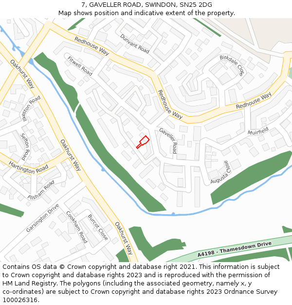 7, GAVELLER ROAD, SWINDON, SN25 2DG: Location map and indicative extent of plot