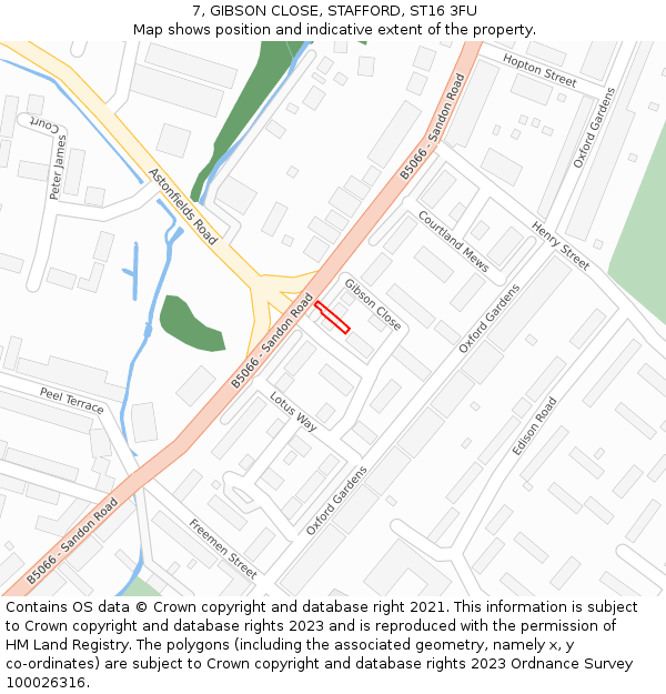 7, GIBSON CLOSE, STAFFORD, ST16 3FU: Location map and indicative extent of plot