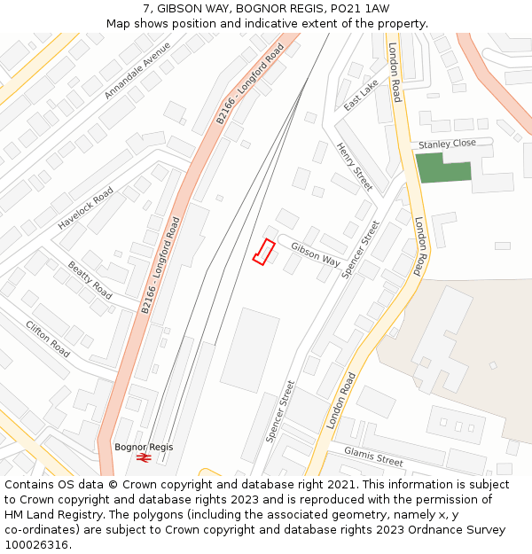 7, GIBSON WAY, BOGNOR REGIS, PO21 1AW: Location map and indicative extent of plot