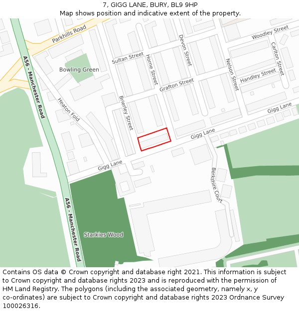7, GIGG LANE, BURY, BL9 9HP: Location map and indicative extent of plot
