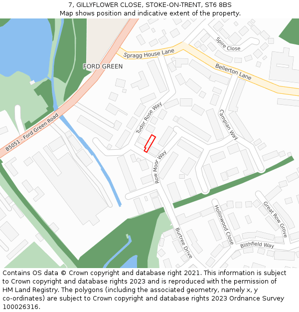 7, GILLYFLOWER CLOSE, STOKE-ON-TRENT, ST6 8BS: Location map and indicative extent of plot