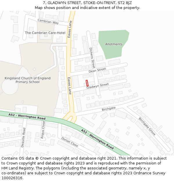 7, GLADWYN STREET, STOKE-ON-TRENT, ST2 8JZ: Location map and indicative extent of plot