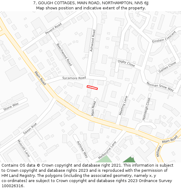 7, GOUGH COTTAGES, MAIN ROAD, NORTHAMPTON, NN5 6JJ: Location map and indicative extent of plot