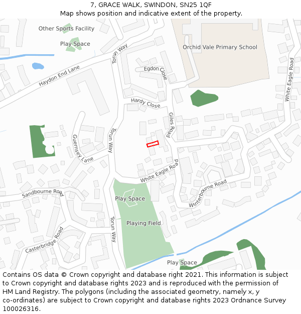 7, GRACE WALK, SWINDON, SN25 1QF: Location map and indicative extent of plot