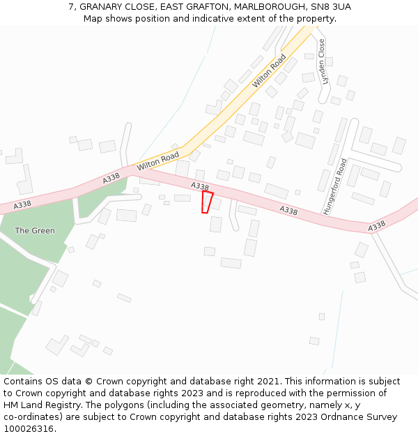 7, GRANARY CLOSE, EAST GRAFTON, MARLBOROUGH, SN8 3UA: Location map and indicative extent of plot