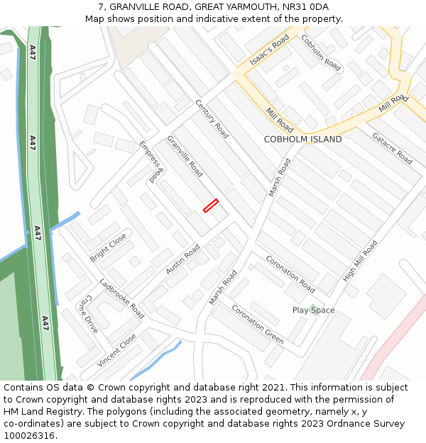 7, GRANVILLE ROAD, GREAT YARMOUTH, NR31 0DA: Location map and indicative extent of plot