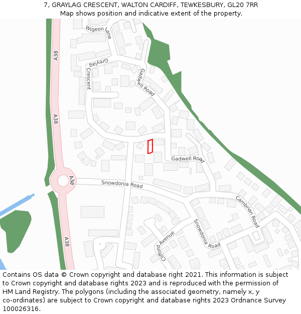 7, GRAYLAG CRESCENT, WALTON CARDIFF, TEWKESBURY, GL20 7RR: Location map and indicative extent of plot