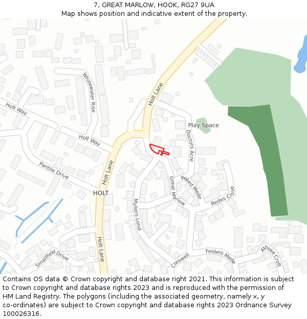 7, GREAT MARLOW, HOOK, RG27 9UA: Location map and indicative extent of plot