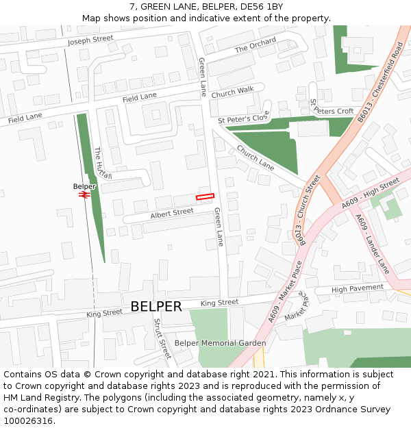 7, GREEN LANE, BELPER, DE56 1BY: Location map and indicative extent of plot
