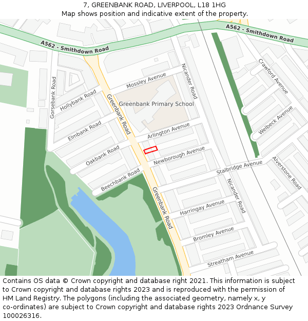 7, GREENBANK ROAD, LIVERPOOL, L18 1HG: Location map and indicative extent of plot