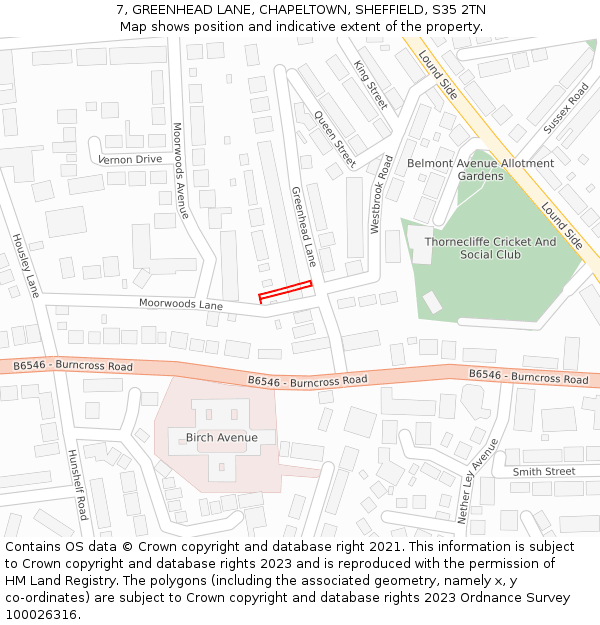 7, GREENHEAD LANE, CHAPELTOWN, SHEFFIELD, S35 2TN: Location map and indicative extent of plot