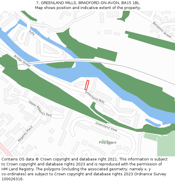 7, GREENLAND MILLS, BRADFORD-ON-AVON, BA15 1BL: Location map and indicative extent of plot