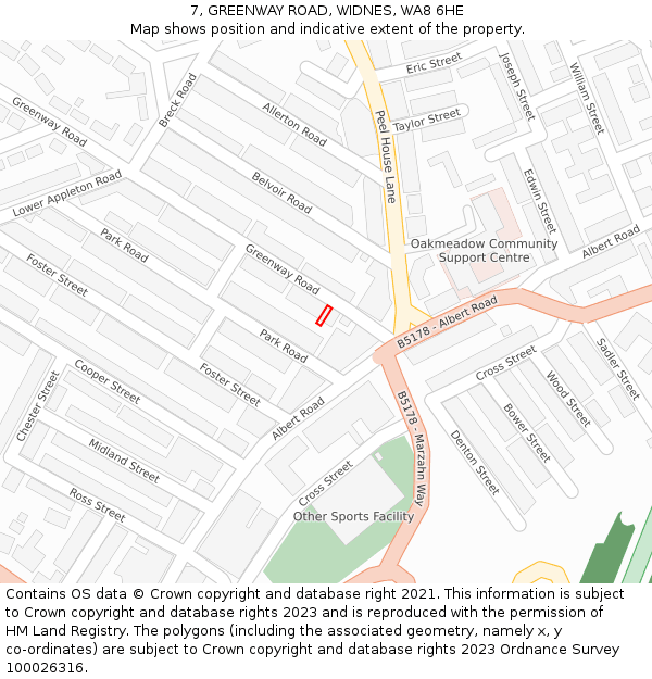 7, GREENWAY ROAD, WIDNES, WA8 6HE: Location map and indicative extent of plot
