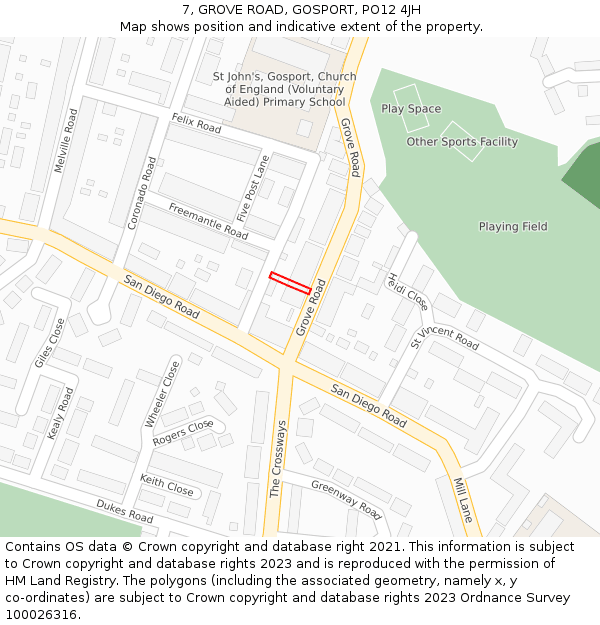 7, GROVE ROAD, GOSPORT, PO12 4JH: Location map and indicative extent of plot