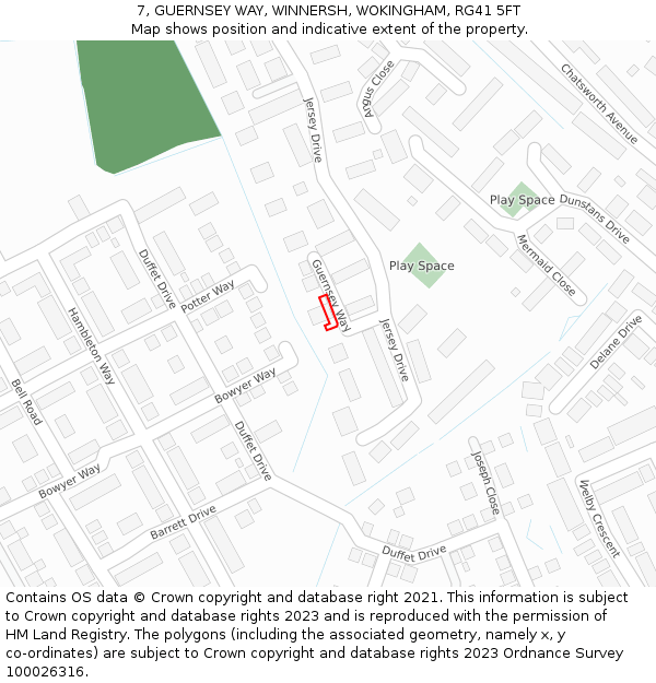 7, GUERNSEY WAY, WINNERSH, WOKINGHAM, RG41 5FT: Location map and indicative extent of plot