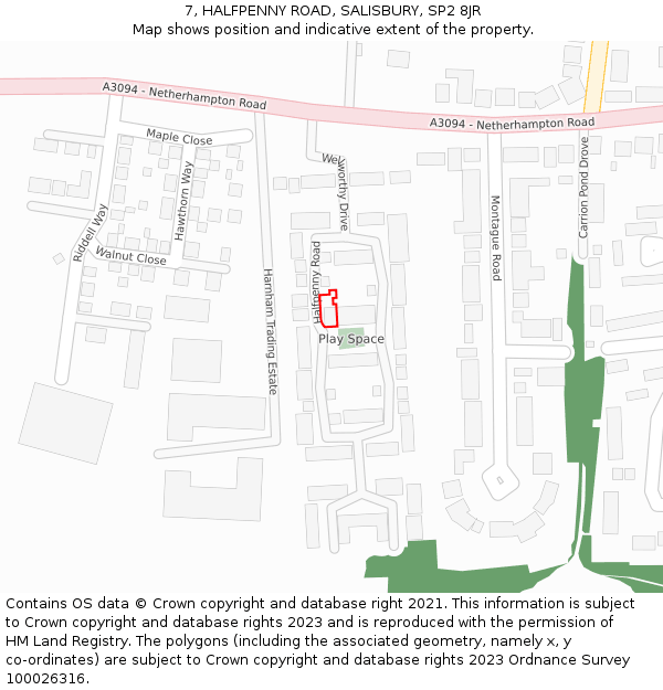 7, HALFPENNY ROAD, SALISBURY, SP2 8JR: Location map and indicative extent of plot