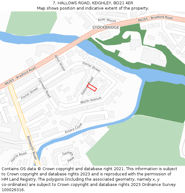 7, HALLOWS ROAD, KEIGHLEY, BD21 4ER: Location map and indicative extent of plot