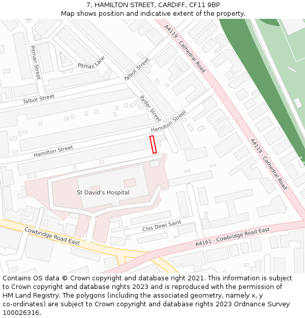 7, HAMILTON STREET, CARDIFF, CF11 9BP: Location map and indicative extent of plot