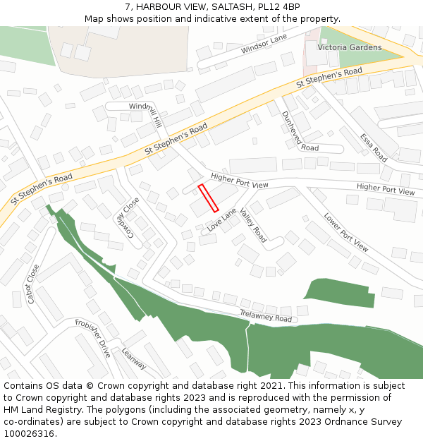 7, HARBOUR VIEW, SALTASH, PL12 4BP: Location map and indicative extent of plot